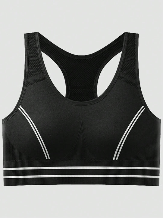 Sujetador deportivo negro de mujer, sin alambre, ropa interior atletica transpirable y comoda, delgada