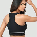 Sujetador deportivo negro de mujer, sin alambre, ropa interior atletica transpirable y comoda, delgada