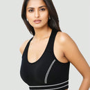 Sujetador deportivo negro de mujer, sin alambre, ropa interior atletica transpirable y comoda, delgada