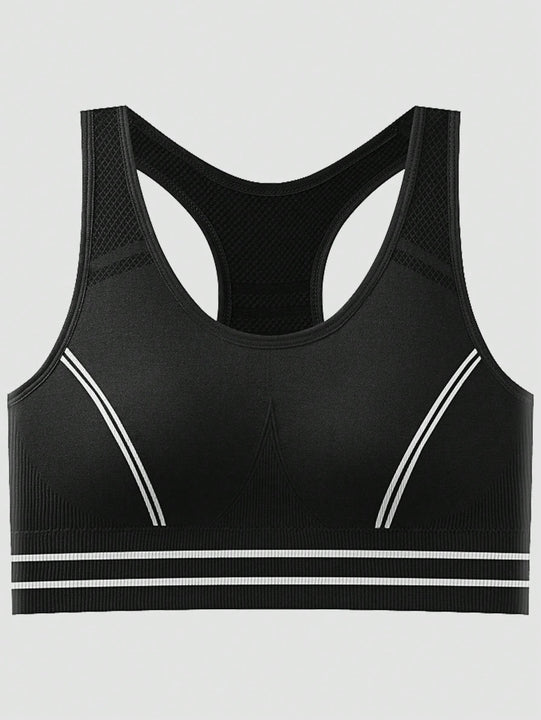 Sujetador deportivo negro de mujer, sin alambre, ropa interior atletica transpirable y comoda, delgada