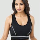 Sujetador deportivo negro de mujer, sin alambre, ropa interior atletica transpirable y comoda, delgada