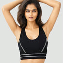 Sujetador deportivo negro de mujer, sin alambre, ropa interior atletica transpirable y comoda, delgada