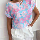 LUNE Blusa informal y sencilla para mujer con estampado floral para uso diario