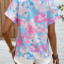 LUNE Blusa informal y sencilla para mujer con estampado floral para uso diario
