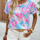 LUNE Blusa informal y sencilla para mujer con estampado floral para uso diario
