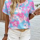 LUNE Blusa informal y sencilla para mujer con estampado floral para uso diario