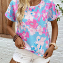 LUNE Blusa informal y sencilla para mujer con estampado floral para uso diario