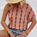 NEW  VCAY Camisa de verano casual para mujeres con diseno asimetrico de cuello y estampado completo