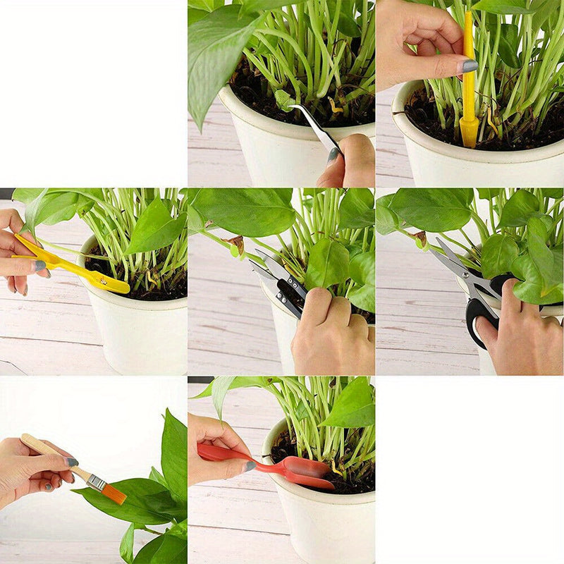 13PCS Mini Juego de Herramientas de Mano para Jardín - Kit de Pala de Trasplante de Metal y Madera con Bolsa de Tela para Plantar Bonsáis al Aire Libre - Uso Manual sin Electricidad