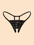 Panties Sexys De Encaje Abierto En La Entrepierna En Forma De Tanga Para Mujeres