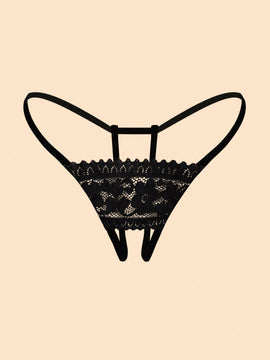 Panties Sexys De Encaje Abierto En La Entrepierna En Forma De Tanga Para Mujeres