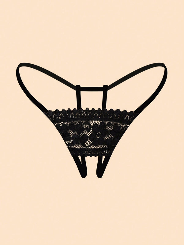 Panties Sexys De Encaje Abierto En La Entrepierna En Forma De Tanga Para Mujeres