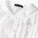 MOTF PREMIUM BLUSA UNICOLOR CON VOLANTES DE CINTAS, PLISADA CON DOBLADILLO