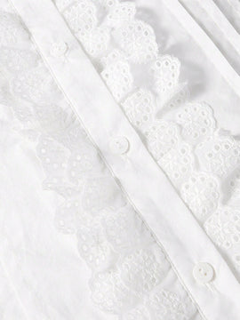MOTF PREMIUM BLUSA UNICOLOR CON VOLANTES DE CINTAS, PLISADA CON DOBLADILLO