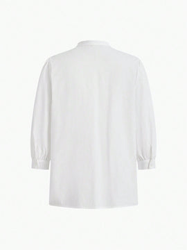 MOTF PREMIUM BLUSA UNICOLOR CON VOLANTES DE CINTAS, PLISADA CON DOBLADILLO