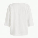 MOTF PREMIUM Blusa De Encaje De Panel De Cuello De Lazo Con Flecos De Lino Puro