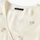 MOTF PREMIUM Blusa De Manga Abullonada Con Patron Floral De Bordado Decorativo
