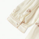 MOTF PREMIUM Blusa De Manga Abullonada Con Patron Floral De Bordado Decorativo