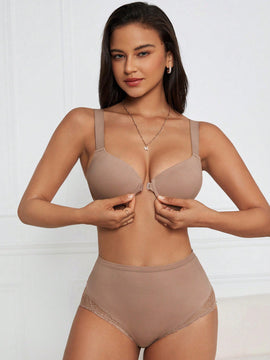 DesireSculpt Conjunto de 2 Bralette basicos suaves y comodos con correas anchas para los hombros, cierre frontal y diseno sin costuras