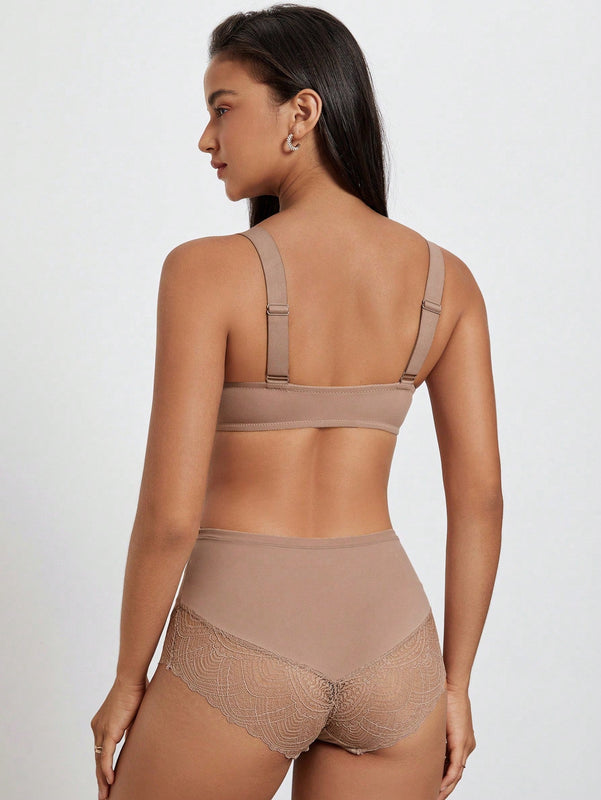 DesireSculpt Conjunto de 2 Bralette basicos suaves y comodos con correas anchas para los hombros, cierre frontal y diseno sin costuras