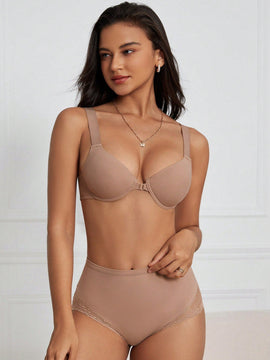 DesireSculpt Conjunto de 2 Bralette basicos suaves y comodos con correas anchas para los hombros, cierre frontal y diseno sin costuras