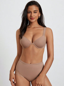 DesireSculpt Conjunto de 2 Bralette basicos suaves y comodos con correas anchas para los hombros, cierre frontal y diseno sin costuras