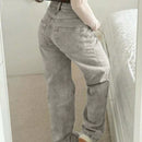 Jeans casuales de cintura alta y pierna ancha vintage