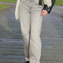 Jeans casuales de cintura alta y pierna ancha vintage