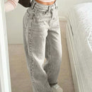 Jeans casuales de cintura alta y pierna ancha vintage
