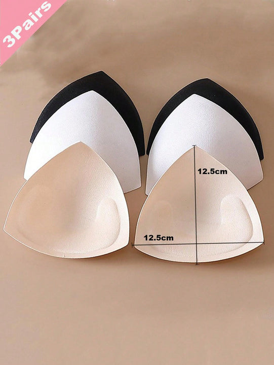 3 pares de almohadillas triangulares de esponja para Brasier, inserciones de Brasier delgado, transpirables para traje de bano/bikini/Brasier deportivo