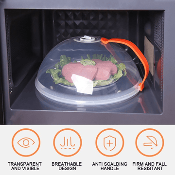 Tapadera para Microondas con Mango Fácil de Agarrar - Tapa Transparente, Resistente al Calor y Hermética para Ventilación de Vapor, Cocina Sin Desorden - Compatible con Microondas y Hornos, Ideal para Comidas, Verduras, Carne, Empanadillas, Cubierta para