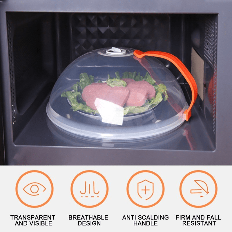 Tapadera para Microondas con Mango Fácil de Agarrar - Tapa Transparente, Resistente al Calor y Hermética para Ventilación de Vapor, Cocina Sin Desorden - Compatible con Microondas y Hornos, Ideal para Comidas, Verduras, Carne, Empanadillas, Cubierta para