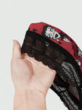 Betty Boop | ROMWE Conjunto de Brasier push up y Tangas, con patron de tiras de foso y encaje, sin cables y con correas ajustables para mujeres