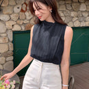 Dazy Designer Camisa sin mangas con lazo en la espalda para mujer, ideal para primavera y verano