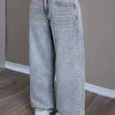 EZwear Jeans para mujer de talle bajo con cierre de cremallera y color liso
