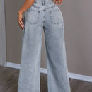 EZwear Jeans para mujer de talle bajo con cierre de cremallera y color liso