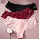 Conjunto de 3 piezas de ropa interior con tanga de encaje y cintura baja