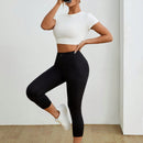 PETITE Mallas negras informales y elasticas para mujeres con detalles de etiqueta en la parte trasera