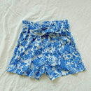 WYWH Shorts de flores para mujer para vacaciones con corbata en la cintura, corte holgado y estilo casual