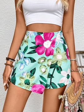 Essnce Falda-short simple de estampado floral para mujer