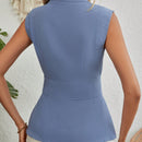 LUNE Camisa sin mangas elegante con cruzado en el frente de unicolor para verano