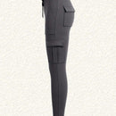 EZwear Pantalones De Carga Ajustados De Punto Gris Para Mujer Con Bolsillos