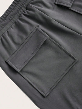 EZwear Pantalones De Carga Ajustados De Punto Gris Para Mujer Con Bolsillos