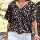 EMERY ROSE Camiseta de manga corta con cuello redondo para mujer con patron de estampado floral para verano