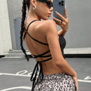 EZwear Mujeres blusa sin mangas con tirantes de unicolor en la espalda