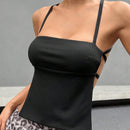 EZwear Mujeres blusa sin mangas con tirantes de unicolor en la espalda