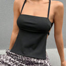 EZwear Mujeres blusa sin mangas con tirantes de unicolor en la espalda
