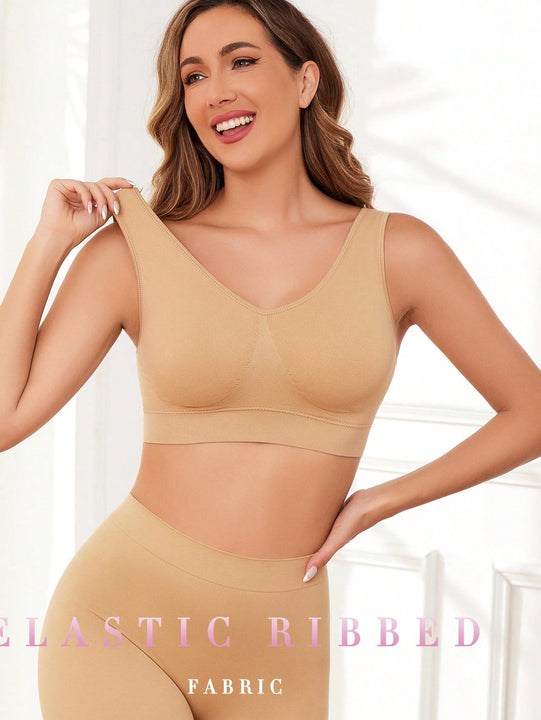 Solido Sujetador Sin Cable, Sujetador Deportivo Para Mujeres, Sujetador De Yoga Comodo Y Sin Costuras Con Almohadillas Removibles