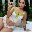 Conjunto De Lenceria De 2 Piezas Para Mujeres: Bralette Estampado Floral Sin Alambre Y Panties Triangulares Con Adornos De Encaje (temporada De Bodas)