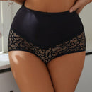 Panties de cintura alta para mujer, de unicolor con parche de encaje